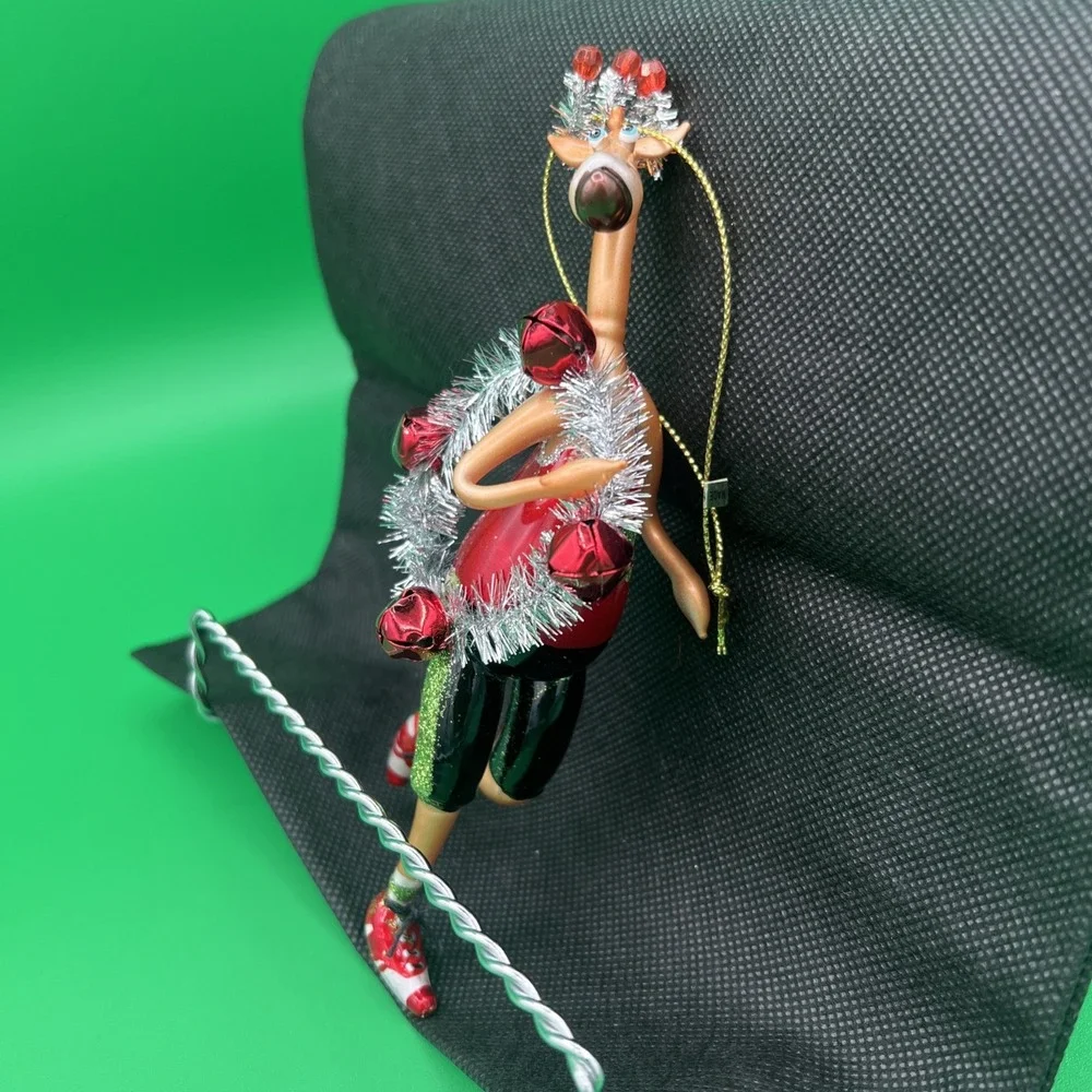 Christmas Elk Dancing Christmas Tree Ornament With Glitter Pants 6